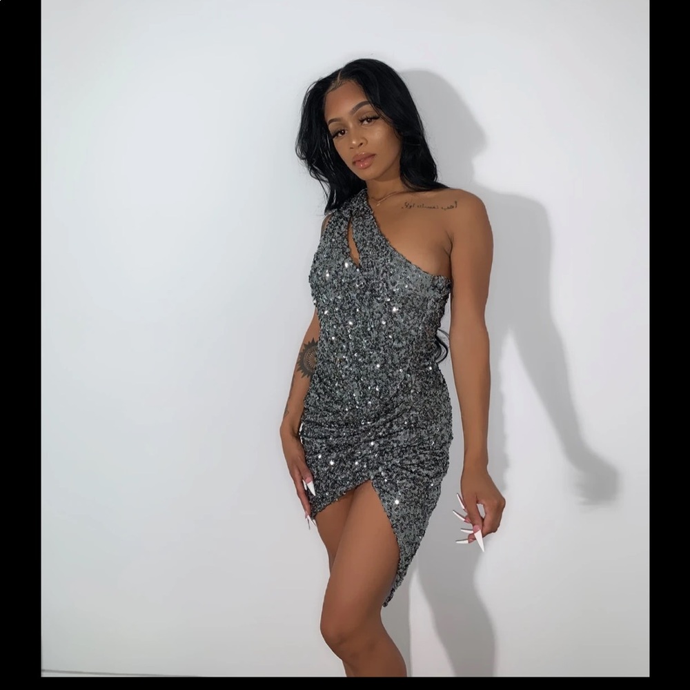 Elegant Silver Sequin Dress